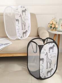 1pc Kids Cartoon Dirty Clothes Basket, Foldable Bathroom Laundry Hamper Organizer For Children