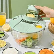 Un déshydrateur multifonctionnel pour fruits et légumes, un coupe-légumes de cuisine à domicile, une machine à laver et à sécher les salades, un panier de drainage manuel, permettant de laver et d'égoutter rapidement les légumes. Conception à plusieurs niveaux, lavage et égouttage des légumes en une seule étape, grande capacité de stockage des légumes préparés