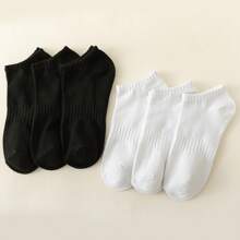 18 pares de calcetines cortos y delgados de verano de poliéster de unicolor aleatorio - Blanco y Negro - Ver 3