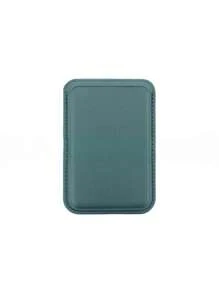 1 pieza Soporte de tarjetas magnético de piel sintética, estuche compacto y práctico para tarjetas, compatible con 12/13/14/15/16 con pegatina trasera para almacenar tarjetas bancarias/de identificación/de acceso y monedas