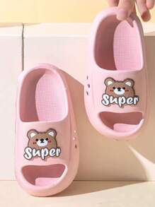 A Pair Of Beautiful And Comfortable, Cute And Versatile, Lightweight And Breathable, With Cartoon Patterns Suitable For Summer Soft Soled Open Toed Children's Slippers - Baby Pink - View 1