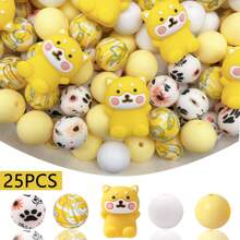 25/30pcs 2D, 3D Animal Silicone Beads Set, Suitable For DIY Jewelry Making - Focal Beads For Pens, Necklaces And Keychains - Craft Gift Bead Set For Jewelry Making - Animal Silicone Bead Set - View 11