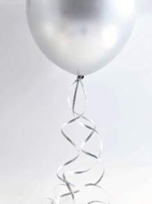 5 pièces - 10 m Ruban de ballon à pois argentés, ruban décoratif de ballon, bobine de ruban