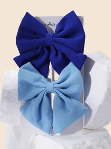 1/2pcs Satin & Chiffon Bow Hair Clips, New Candy Color Large Barrettes, College Style, No Card Paper, Suitable For Daily Use - 彩色 - 查看 28