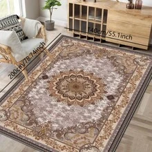 1pc Nordic Fairisle Pattern Crystal Velvet Area Rug, 700g/㎡ With Dotted Non-Slip Backing, 5mm Thickness, Machine Washable Fade-Resistant Carpet Suitable For Holidays And Any Spaces Including Hotel, Office, Sofa, Bedside, Kitchen, Laundry, Hallway, Porch, Stairs, Entryway Mother's Day