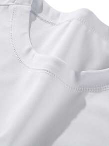 男士宽松时尚字母跑车印花白色短袖T恤春夏季适合跑步、健身和休闲穿着 - 白色 - 查看 5