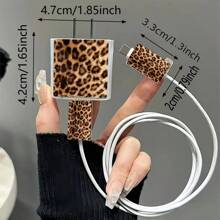 Set de 3 protectores de cable de datos con estampado de leopardo, previene roturas, compatible con estuche protector de cargador de compatible con iPhone