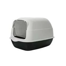 Große klassische vollständig geschlossene Katzentoilette 48 x 36 x 36,2 cm, abnehmbarer hochspritzwassergeschützter geruchsresistenter leicht zu reinigender Klapptop Katzentoilette, Haustier-Toilette, Streukescher inklusive