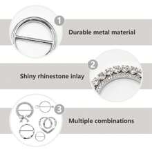 5pcs Women's Scarf Clips Tie Pin Waist Cincher For Tshirt, Metal & Rhinestone Circular Round Buckle