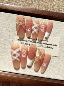 10PCS Handmade Wearable Nail Art Press-On Nails, Water Droplet High Heels Cat Eye Nail Shape Press-On, Charming Press-On Nails, Short Press-On Nails, Minimalist Design Nails, Full Coverage Fake Nails, Y2K Nails, Unique Creative Fake Nails, Promotional Daily Nails, Reusable Daily Nails For Women And To Use At Parties And Dinners, Reusable