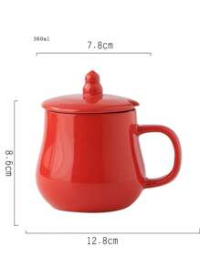 1 pieza Taza de cerámica roja con tapa, personalizable con nombre/texto, regalos para amigos, maestros, padres, tazas de oficina