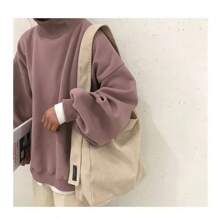 1Pc Canvas Bag, Vintage Corduroy Shoulder Bag, Large Capacity Student Class Bag, Versatile Crossbody Bag - 黃色 - 查看 4