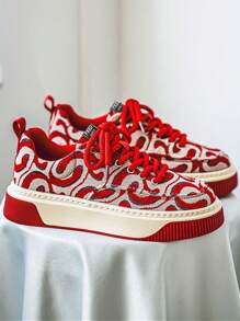 Men's Casual Sports Shoes, Spring New Thick Sole Anti-Slip Wear-Resistant Soft Sole Lightweight Comfortable Outdoor Fashion Canvas Sneakers, Round Toe Lace-Up Stitched Casual Shoes For Young Students, Versatile Men's Shoes For Daily Commute & Personalized