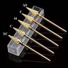 1PC Professional Hypoallergenic Golden Tungsten Carbide Electric Nail Drill Bit, High-Speed Manicure Pedicure Tool Head For Salon And Home Use - Multicolor - View 1