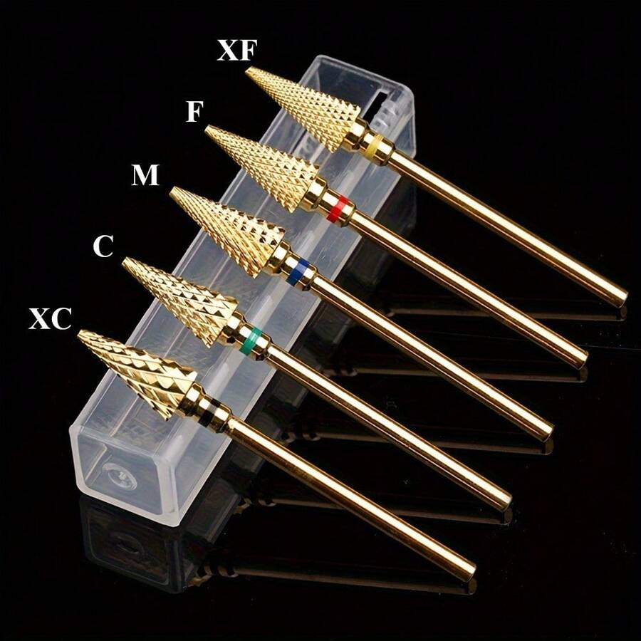 1PC Professional Hypoallergenic Golden Tungsten Carbide Electric Nail Drill Bit, High-Speed Manicure Pedicure Tool Head For Salon And Home Use - Multicolor - View 1