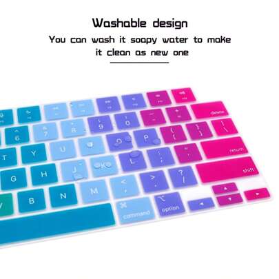 1 PIEZA Funda protectora de teclado multicolor con diseño de teclado en inglés para modelos 2025 2024 2023 2022 2021 Air 13.6" 15.3" M2 M3 M4 A3240 A32401 A2681 A3114 A2941 A3113, Pro 14" 16" M1 M2 M3 M4 A3112/A3185/A3401/A2992/A2918/A2779/A2442/A3403/A3186/A2991/A2780/A2485, Protector de teclado de silicona impermeable