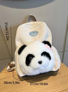 New Cute Panda Fashion Lightweight Backpack, Fashionable Zipper Closure, Multi-Functional Fashion Bag, Multi-Purpose Storage, Travel Party Commuting Multi-Functional Simple Leisure - White - View 5