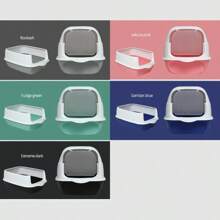 Große klassische vollständig geschlossene Katzentoilette 48 x 36 x 36,2 cm, abnehmbarer hochspritzwassergeschützter geruchsresistenter leicht zu reinigender Klapptop Katzentoilette, Haustier-Toilette, Streukescher inklusive