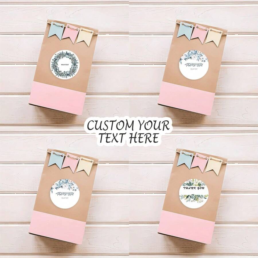 48/96 Customizable Thank You Stickers: Green Grass Ring Labels For Any Occasion - Suitable For Office And Gift Packaging - Multicolor - View 1