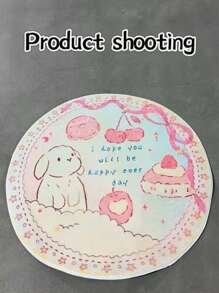 1pc Rabbit Cake Design Plush Carpet, Faux Cashmere Rug, Home Decor Carpet, Cute Cartoon Rabbit & Letter Pattern Carpet, Soft Kid-Friendly Mat, Essential Fashionable Carpet For Living Room, Bedroom, Study, Entryway, Children's Room