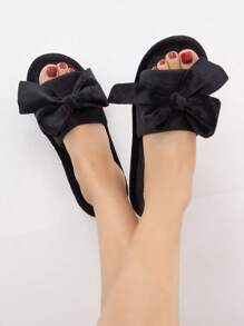 女士大号蝴蝶结夏季拖鞋，露趾和鞋面一脚蹬家居鞋