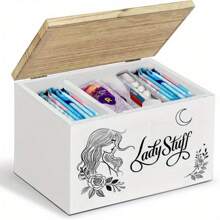 Rustic Farmhouse Wooden Tampon Storage Box With Flip-Top Lid - Versatile Bathroom Organizer For Feminine Products, Home Decor Accessory Tampon Storage For Bathroom Small Bathroom Storage Cabinet - Multicolor - View 13