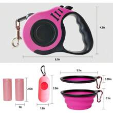 Retractable Dog Leash Automatic Telescopic Tractor Dog Tape, Pet Tape 16 FT Convenient, With Folding Bowl, Dispenser, Rubbish Bags, Suitable For Small And Medium Dogs