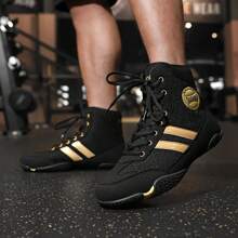 Men's Indoor Boxing Training Shoes, Rubber Sole Wrestling Shoes For Competition - Gold - View 5