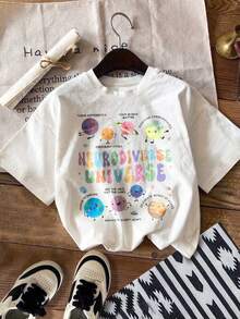 女士休闲短袖圆领 T 恤