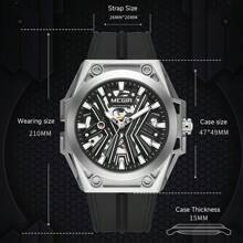 Megir 2025 Square Dial, Luminous Hands, Multifunction, Waterproof, Fashion Men's Watch, Accurate Timing And Design Gift - 藍色 - 查看 2