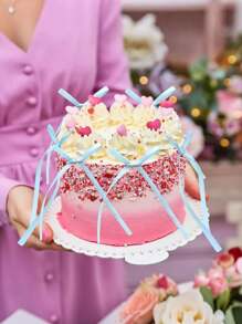 10 件蓝色蝴蝶结蛋糕装饰简约装饰，丝带蝴蝶结蛋糕装饰蝴蝶结家居装饰配件，适用于家居装饰、婚礼、派对、烛光晚餐、万圣节装饰、万圣节派对用品、万圣节零食、万圣节奖品、万圣节派对、万圣节散装 - 藍色 - 查看 5