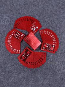 创意红玫瑰暗纹网格暗纹防水扑克牌厚塑料扑克牌益智休闲棋盘游戏 - 玫瑰紅 - 查看 3