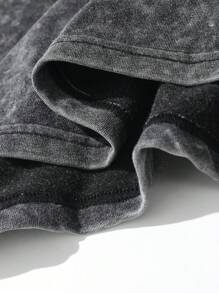 Summer Casual Streetwear Outfit: Loose Fit Snowflake Wash Short Sleeve T-Shirt + Drawstring Waist Shorts, Suitable For Outdoor, Hiking, Beach Lifestyle