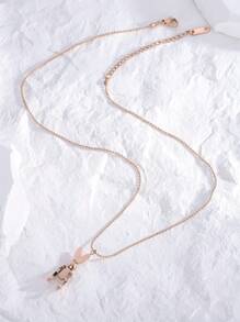 1 Piece Stainless Steel Robotic Rabbit Pendant Necklace, Minimalist Style Choker Necklace For Women