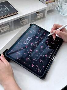 1 pièce Étui de tablette en acrylique transparent et aux fonctions anti-chute et de veille, avec design floral et lettres recto-verso. Compatible avec iPad. Cadeau parfait pour les vacances
