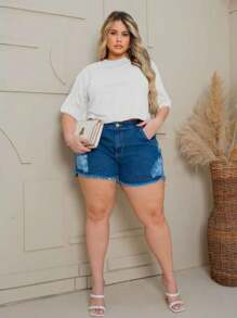 Women's Cropped Top Plus Size Short T-Shirt - trắng - Xem 4