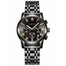 1 pieza Reloj de pulsera de negocios casual de acero con múltiples funciones y esfera de cuarzo, estilo de moda coreano para hombre - A - Ver 9