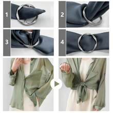 5pcs Women's Scarf Clips Tie Pin Waist Cincher For Tshirt, Metal & Rhinestone Circular Round Buckle