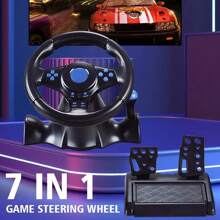 Volante de carreras con controlador de vibración y pedal para N-intendo Switch, PS4, X-box One y simulador de juegos de PC. - Negro - Ver 2