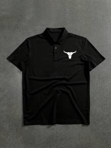 Men's Casual Solid Color Polo Shirt, Minimalist Fashion For Everyday Wear