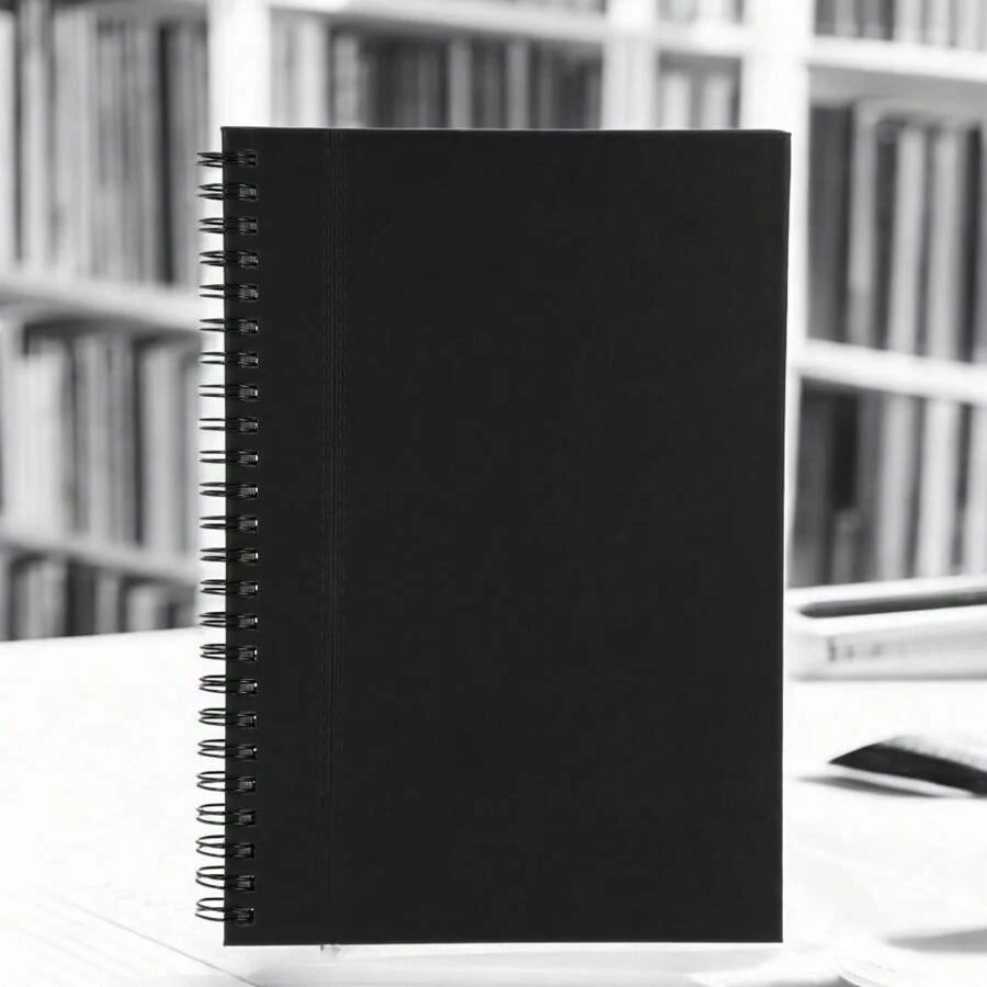 PromoClick Libreta de poliuretano con espiral metálico y 70 hojas rayadas. - Negro - Ver 1