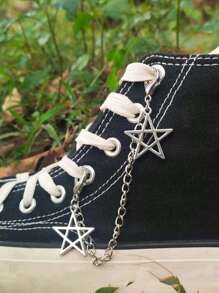 Gothic Punk Style Star, Spider, Butterfly Shoe Decorations - Silver - View 1