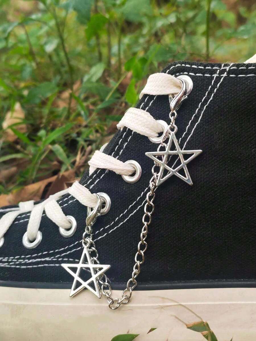 Gothic Punk Style Star, Spider, Butterfly Shoe Decorations - Silver - View 1