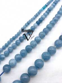 1 Strand Natural Stone Beads Blue Angelite Round Loose Beads 4 6 8 10mm Escolha o tamanho para fazer joias Pulseira DIY 15" Strand Presentes masculinos e femininos - Azul - Ver 10