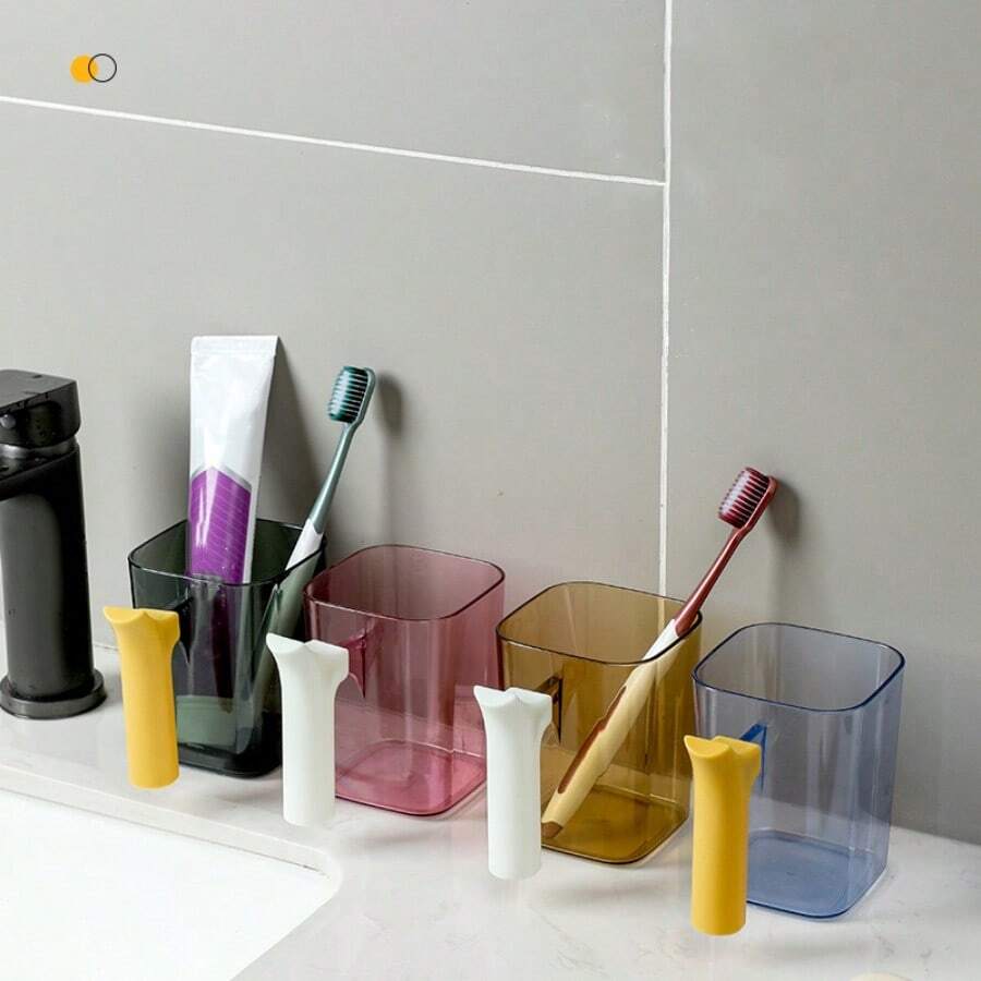 刷牙漱口杯家用刷牙杯情侣牙刷杯酒店高档牙具罐学生透明轻奢牙具杯 - 藍色 - 查看 1