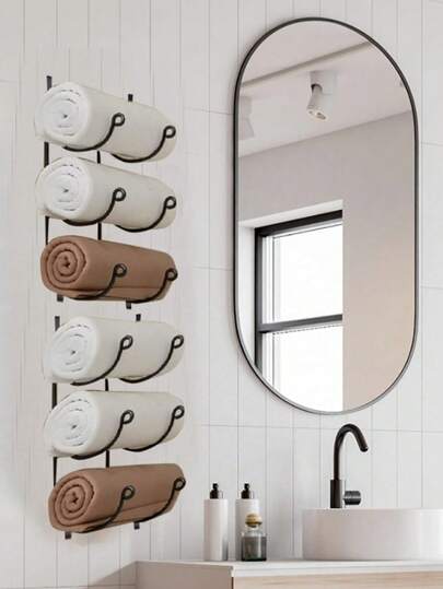 3-Tier Wall-Mounted Bathroom Organizer With Detachable Iron Art Shelves, Minimalist Multi-Function Towel And Robe Storage Rack, Elegant Space-Saving Wall Shelf For Towels, Bathrobes, And Small Essentials In Modern Home And Hotel Settings, Durable Iron Construction For Lasting Use With Rust-Resistant Finish