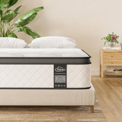 TeQsli 10 Inch Gel Memory Foam And Pocket Spring Hybrid Mattress, Medium Firm Orthopedic Mattress