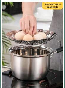 1 Peça Panela a Vapor em Aço Inoxidável, Panela a Vapor Doméstica para Cozinhar Vegetais, Bandeja de Vapor Dobrável Telescópica Multifuncional