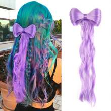 14 Inch Bowknot Curly Ponytail Hair Extensions, Claw Clip Curly Ponytail Hair Extensions, Suitable For Children And Girls - 彩色 - 查看 16