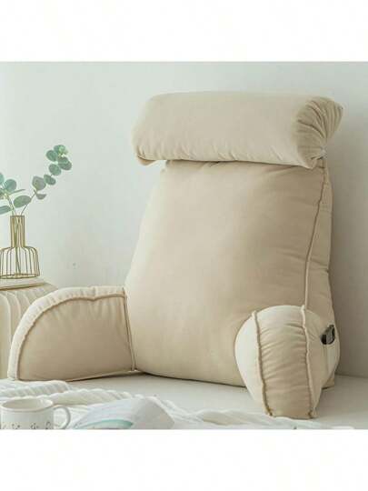 Reading Pillow For Bed, Lumbar Support Cushion, Cuddle Cushion, Bed Chair Pillow With Arms, Sofa Waist Pillow, With Round Pillow, Perfect For Sitting, Reading, Or Gaming, 75*40*50cm